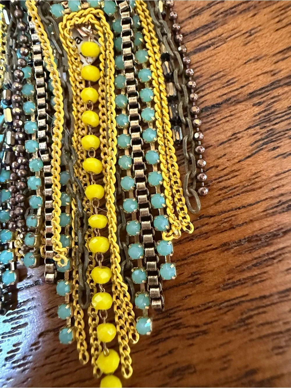 Anthropologie Yellow and Turquoise Beaded Tassel Earrings